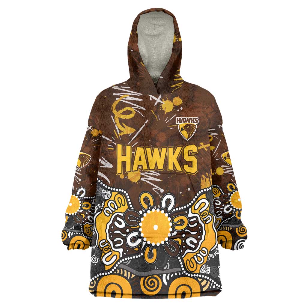Personalized Hawthorn Hawks Wearable Blanket Hoodie Aboriginal Dot Painting Graffiti Style