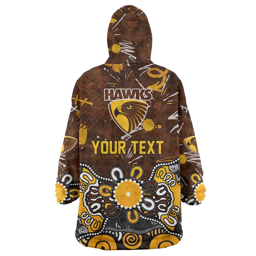 Personalized Hawthorn Hawks Wearable Blanket Hoodie Aboriginal Dot Painting Graffiti Style