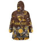 Personalized Hawthorn Hawks Wearable Blanket Hoodie Aboriginal Dot Painting Graffiti Style