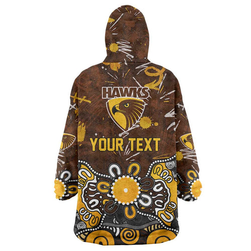 Personalized Hawthorn Hawks Wearable Blanket Hoodie Aboriginal Dot Painting Graffiti Style