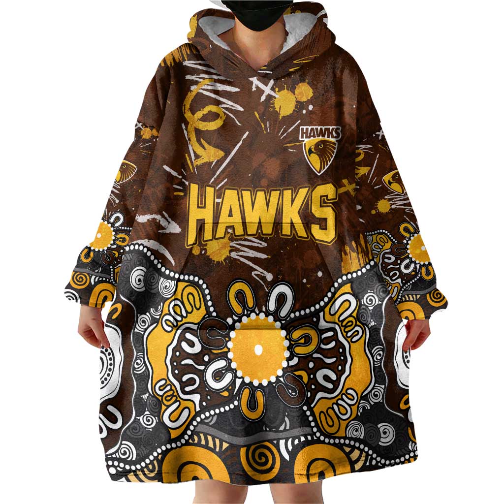 Personalized Hawthorn Hawks Wearable Blanket Hoodie Aboriginal Dot Painting Graffiti Style