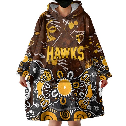 Personalized Hawthorn Hawks Wearable Blanket Hoodie Aboriginal Dot Painting Graffiti Style