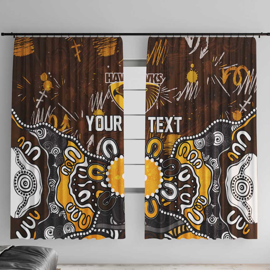 Personalized Hawthorn Hawks Window Curtain Aboriginal Dot Painting Graffiti Style