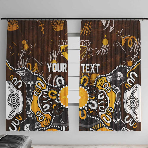 Personalized Hawthorn Hawks Window Curtain Aboriginal Dot Painting Graffiti Style