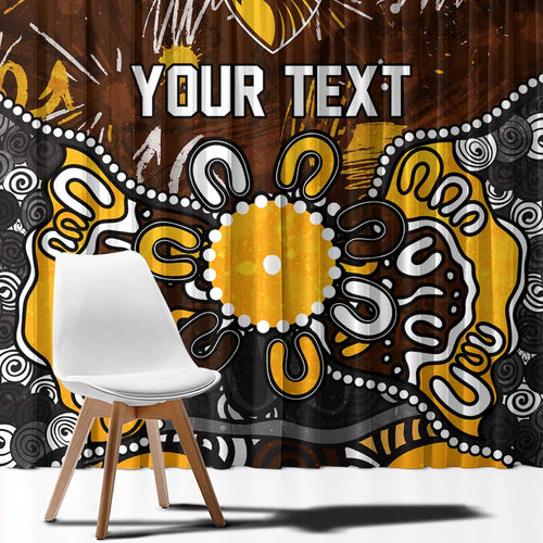 Personalized Hawthorn Hawks Window Curtain Aboriginal Dot Painting Graffiti Style
