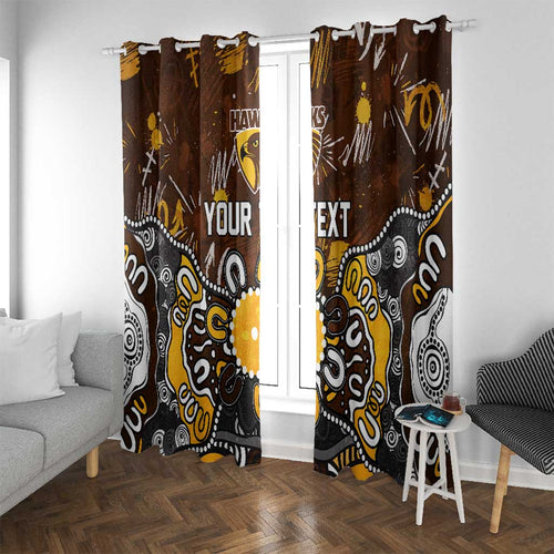 Personalized Hawthorn Hawks Window Curtain Aboriginal Dot Painting Graffiti Style