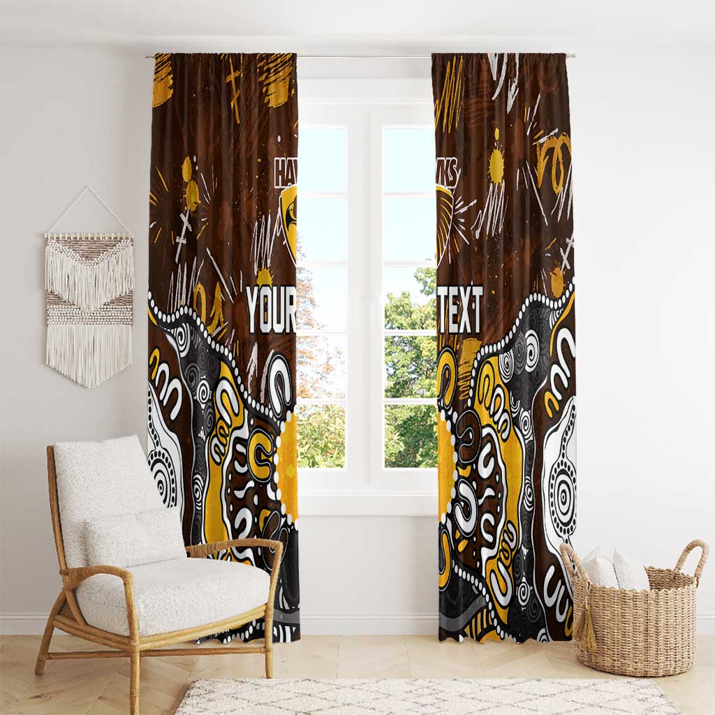 Personalized Hawthorn Hawks Window Curtain Aboriginal Dot Painting Graffiti Style