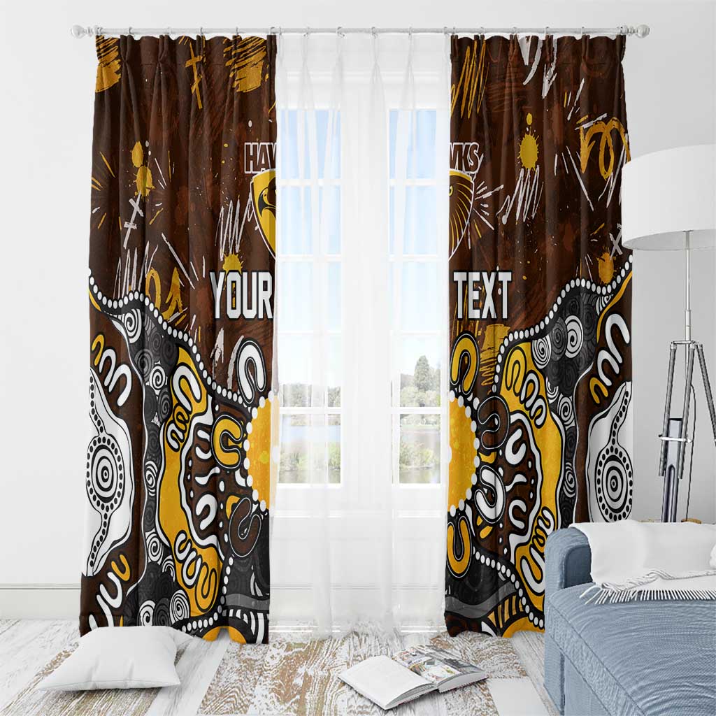 Personalized Hawthorn Hawks Window Curtain Aboriginal Dot Painting Graffiti Style