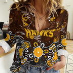 Personalized Hawthorn Hawks Women Casual Shirt Aboriginal Dot Painting Graffiti Style