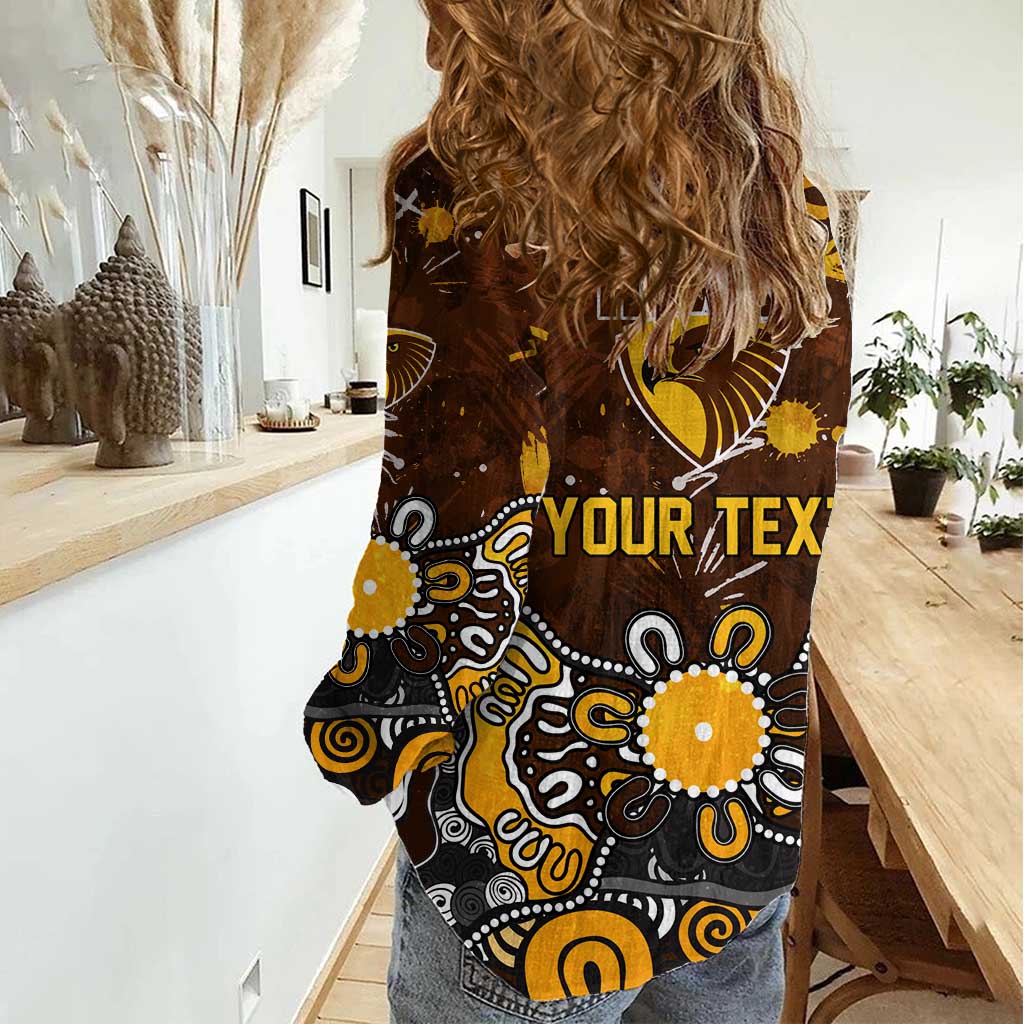 Personalized Hawthorn Hawks Women Casual Shirt Aboriginal Dot Painting Graffiti Style