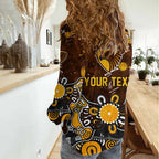 Personalized Hawthorn Hawks Women Casual Shirt Aboriginal Dot Painting Graffiti Style