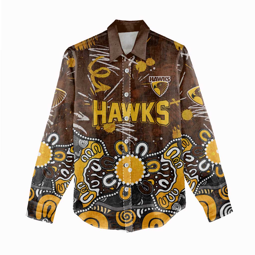 Personalized Hawthorn Hawks Women Casual Shirt Aboriginal Dot Painting Graffiti Style