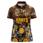 Personalized Hawthorn Hawks Women Polo Shirt Aboriginal Dot Painting Graffiti Style