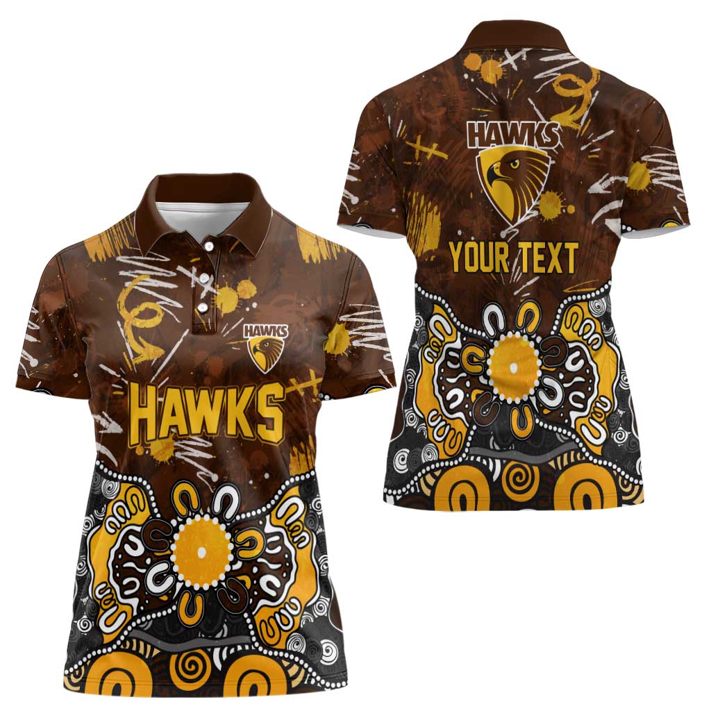Personalized Hawthorn Hawks Women Polo Shirt Aboriginal Dot Painting Graffiti Style