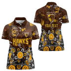 Personalized Hawthorn Hawks Women Polo Shirt Aboriginal Dot Painting Graffiti Style