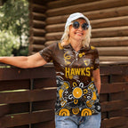 Personalized Hawthorn Hawks Women Polo Shirt Aboriginal Dot Painting Graffiti Style