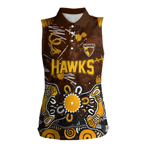 Personalized Hawthorn Hawks Women Sleeveless Polo Shirt Aboriginal Dot Painting Graffiti Style
