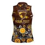 Personalized Hawthorn Hawks Women Sleeveless Polo Shirt Aboriginal Dot Painting Graffiti Style