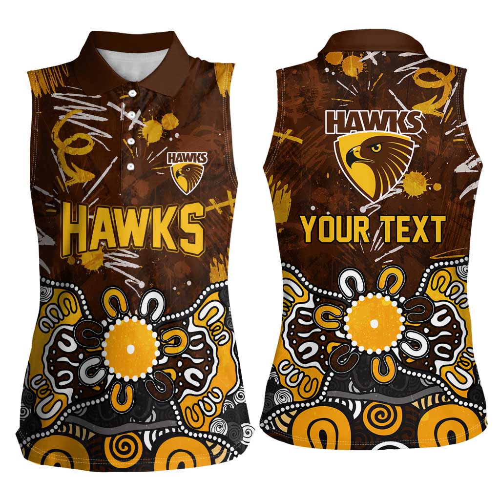 Personalized Hawthorn Hawks Women Sleeveless Polo Shirt Aboriginal Dot Painting Graffiti Style