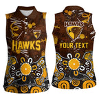Personalized Hawthorn Hawks Women Sleeveless Polo Shirt Aboriginal Dot Painting Graffiti Style