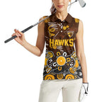 Personalized Hawthorn Hawks Women Sleeveless Polo Shirt Aboriginal Dot Painting Graffiti Style