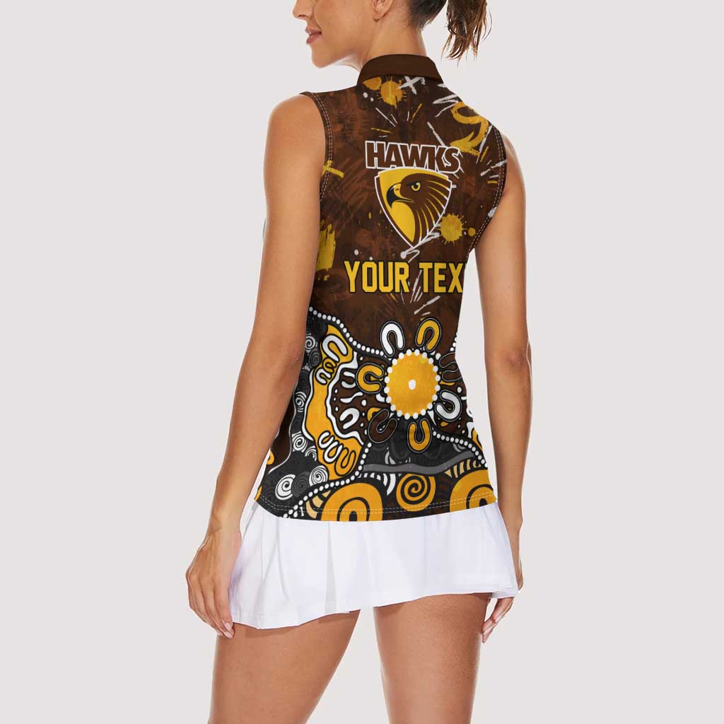 Personalized Hawthorn Hawks Women Sleeveless Polo Shirt Aboriginal Dot Painting Graffiti Style