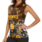 Personalized Hawthorn Hawks Women Sleeveless Polo Shirt Aboriginal Dot Painting Graffiti Style