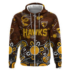 Personalized Hawthorn Hawks Zip Hoodie Aboriginal Dot Painting Graffiti Style