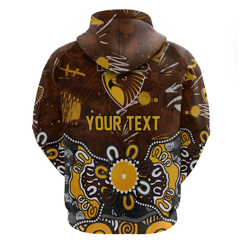 Personalized Hawthorn Hawks Zip Hoodie Aboriginal Dot Painting Graffiti Style
