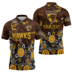 Personalized Hawthorn Hawks Zipper Polo Shirt Aboriginal Dot Painting Graffiti Style