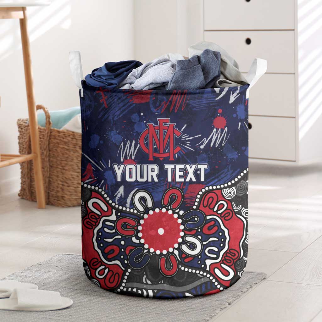 Personalized Melbourne Demons Laundry Basket Aboriginal Dot Painting Graffiti Style