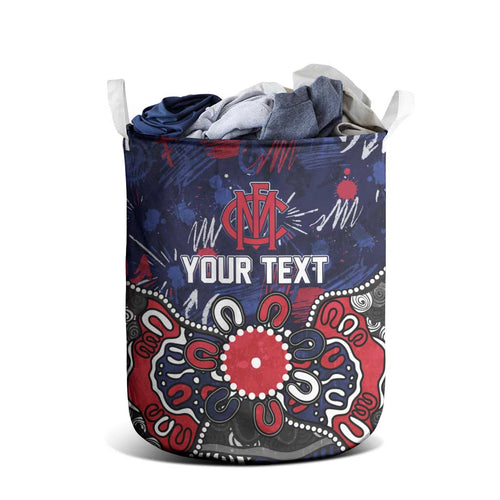 Personalized Melbourne Demons Laundry Basket Aboriginal Dot Painting Graffiti Style