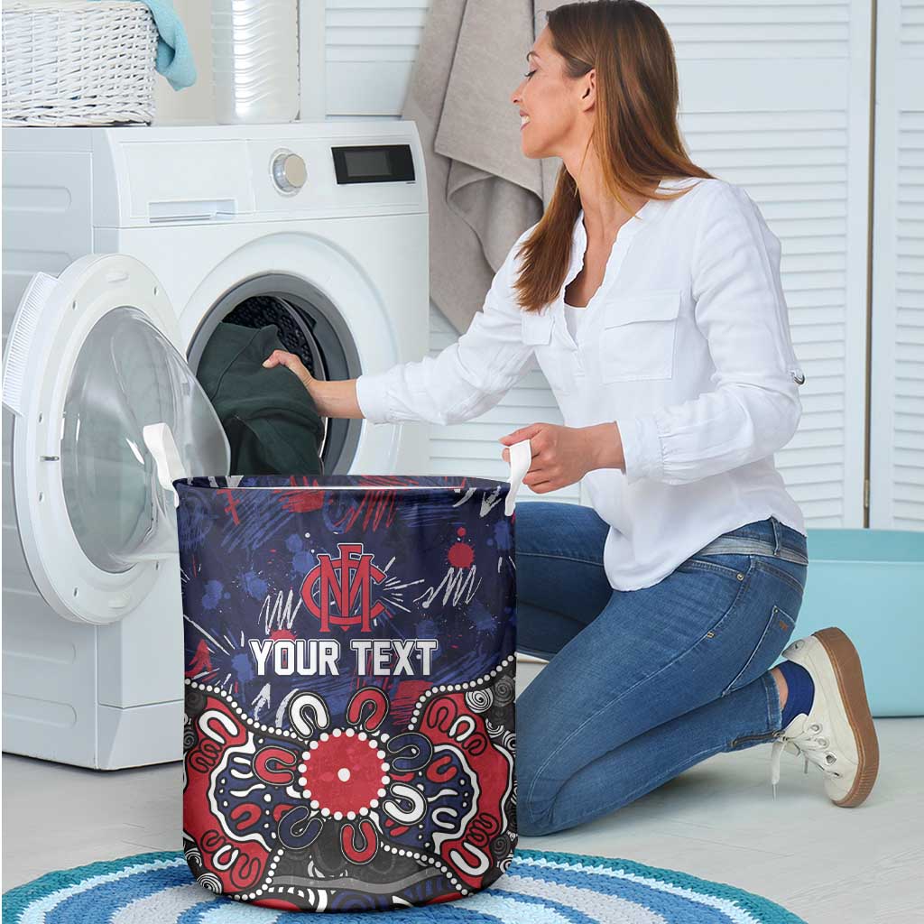 Personalized Melbourne Demons Laundry Basket Aboriginal Dot Painting Graffiti Style