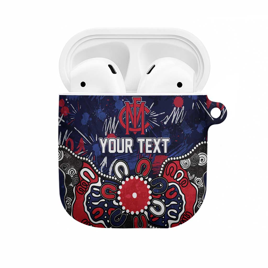 Personalized Melbourne Demons AirPods Case Aboriginal Dot Painting Graffiti Style