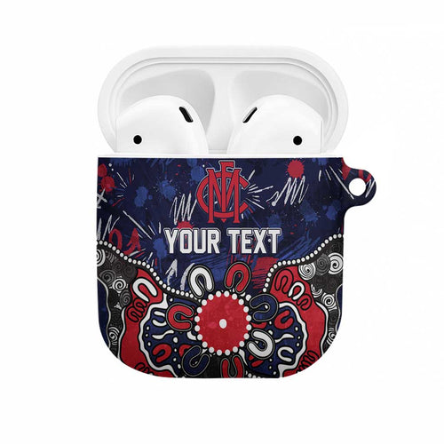 Personalized Melbourne Demons AirPods Case Aboriginal Dot Painting Graffiti Style
