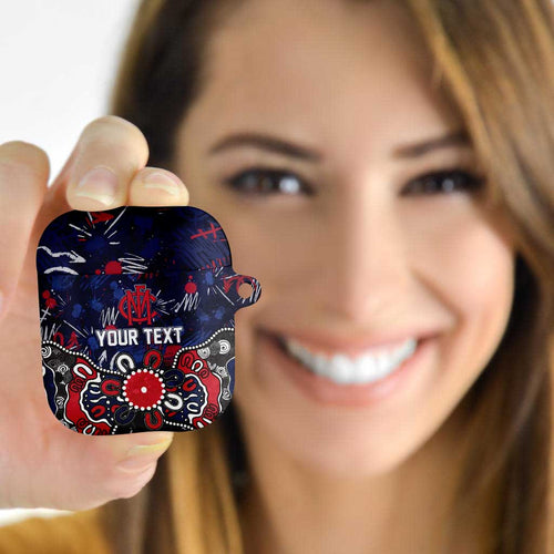 Personalized Melbourne Demons AirPods Case Aboriginal Dot Painting Graffiti Style