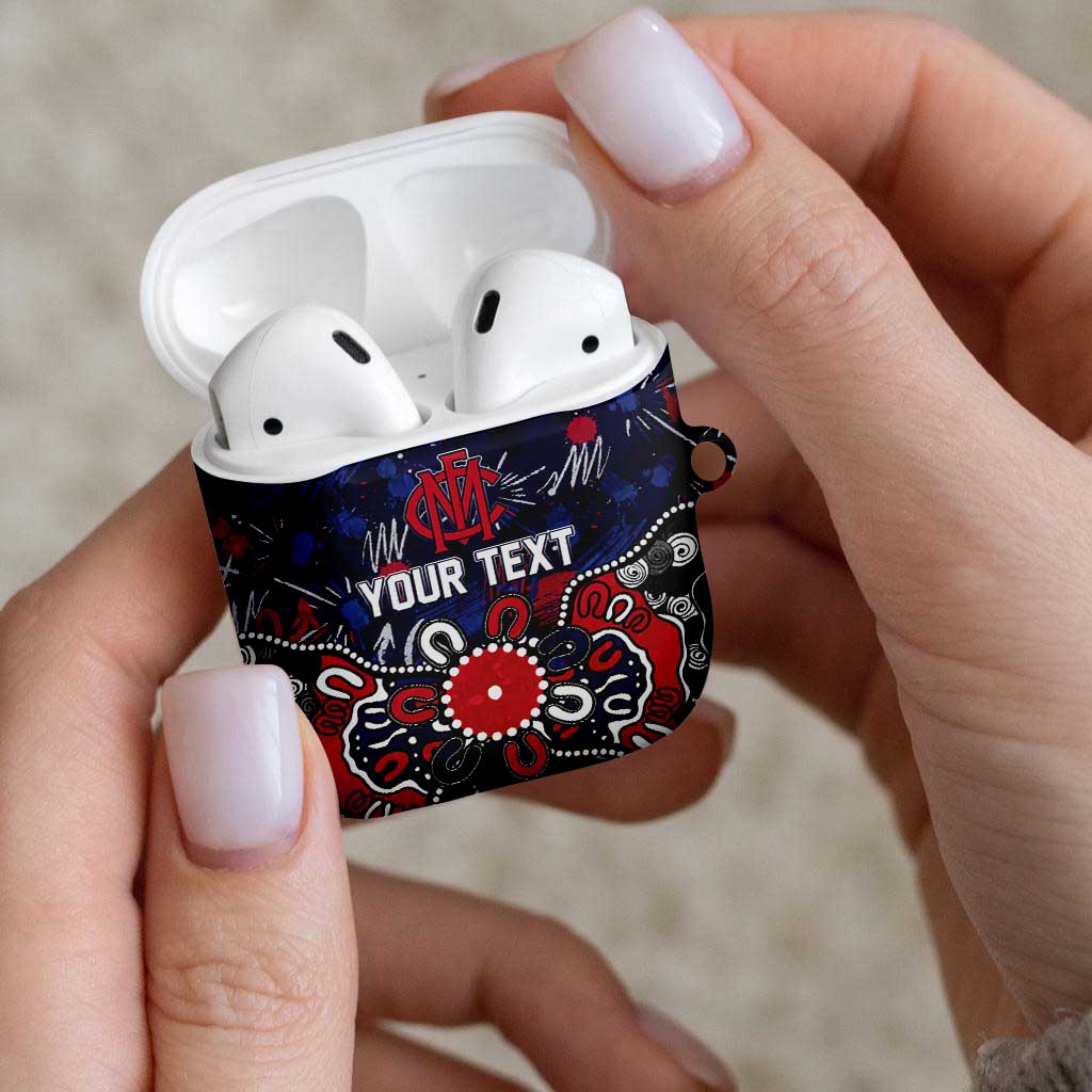 Personalized Melbourne Demons AirPods Case Aboriginal Dot Painting Graffiti Style