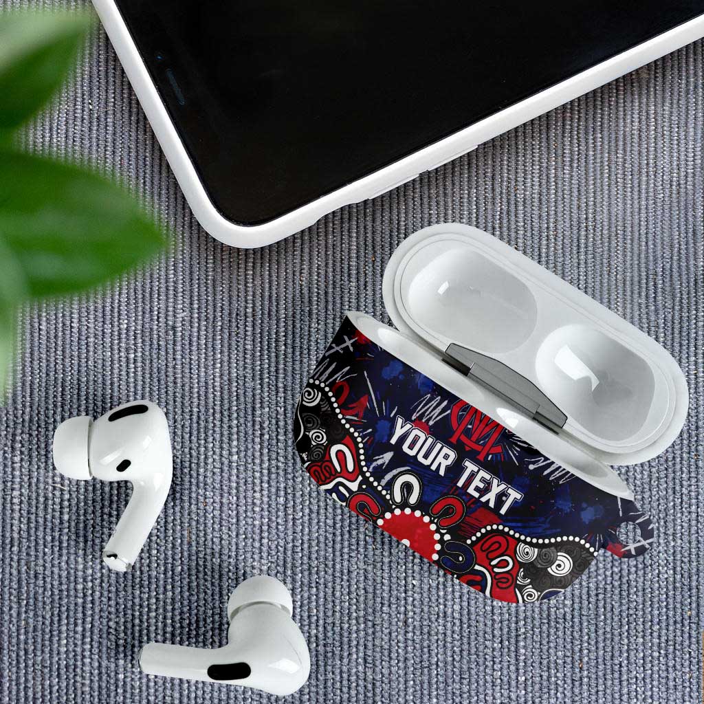 Personalized Melbourne Demons AirPods Case Aboriginal Dot Painting Graffiti Style