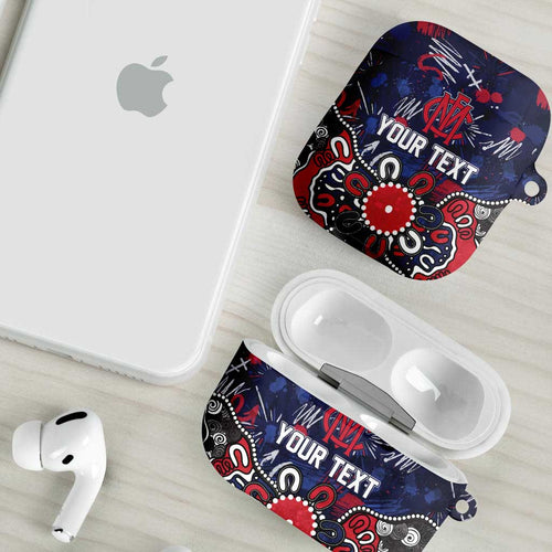 Personalized Melbourne Demons AirPods Case Aboriginal Dot Painting Graffiti Style