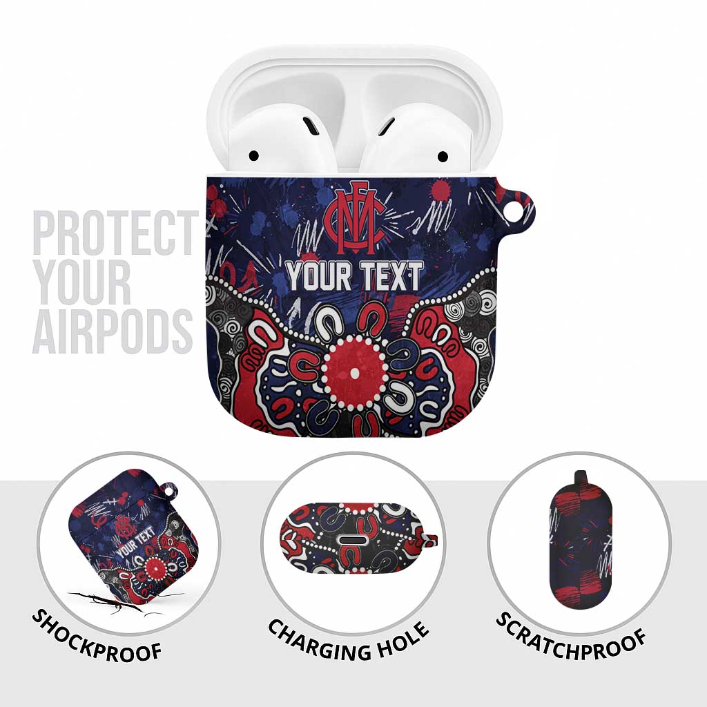 Personalized Melbourne Demons AirPods Case Aboriginal Dot Painting Graffiti Style