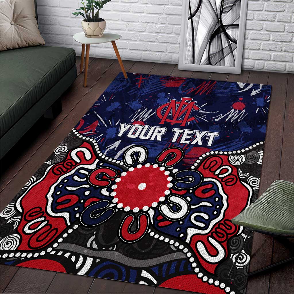Personalized Melbourne Demons Area Rug Aboriginal Dot Painting Graffiti Style