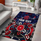 Personalized Melbourne Demons Area Rug Aboriginal Dot Painting Graffiti Style