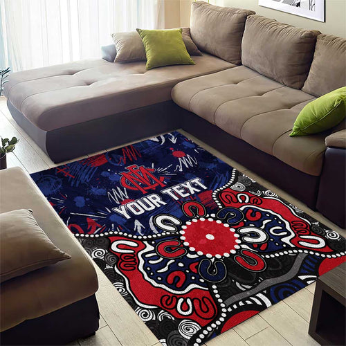 Personalized Melbourne Demons Area Rug Aboriginal Dot Painting Graffiti Style