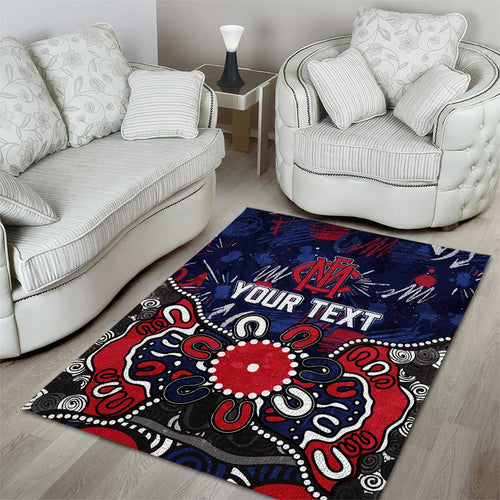 Personalized Melbourne Demons Area Rug Aboriginal Dot Painting Graffiti Style
