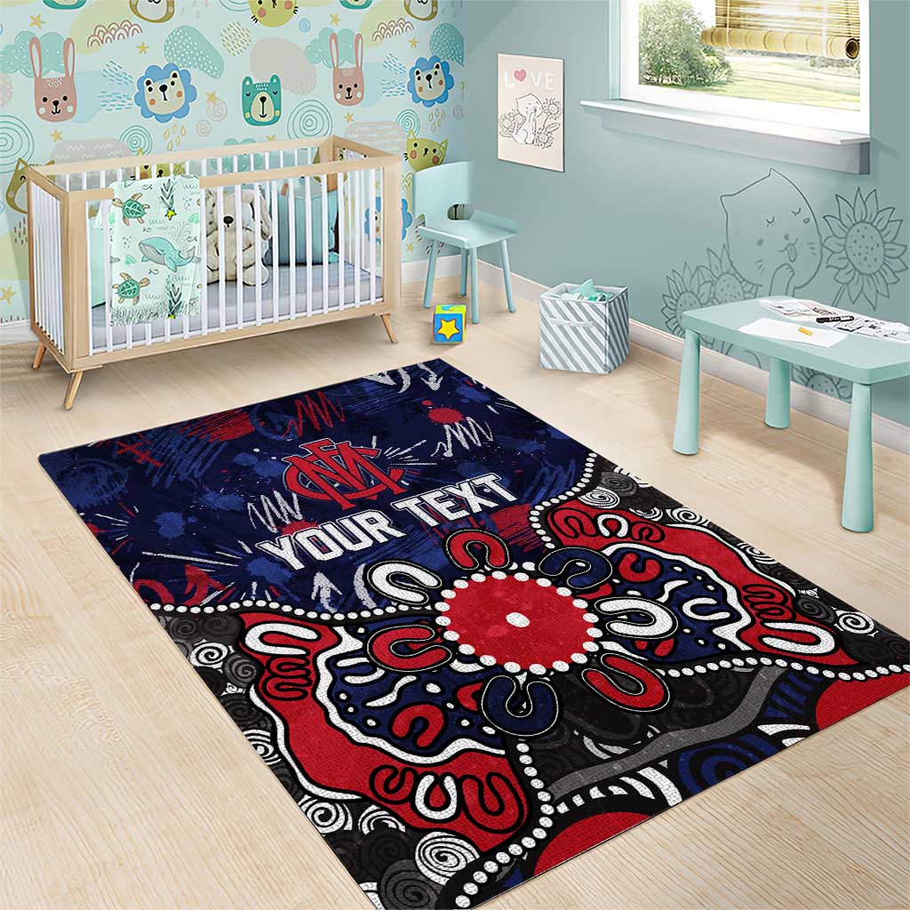 Personalized Melbourne Demons Area Rug Aboriginal Dot Painting Graffiti Style