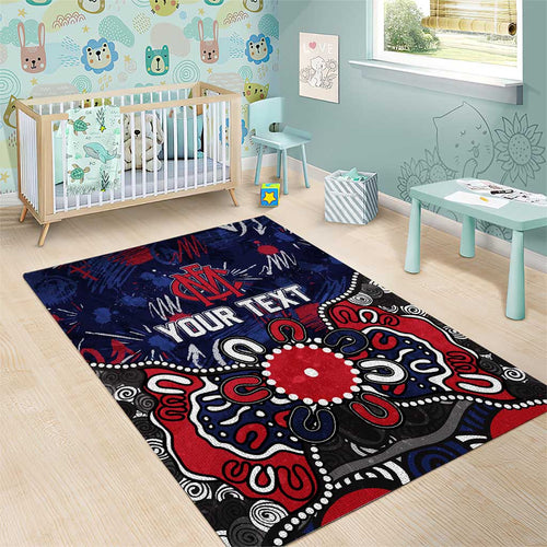 Personalized Melbourne Demons Area Rug Aboriginal Dot Painting Graffiti Style