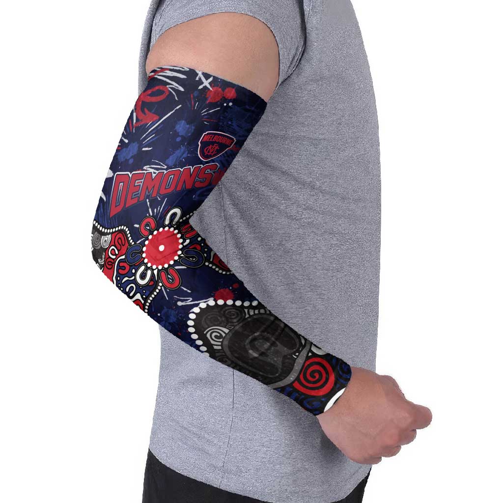 Personalized Melbourne Demons Arm Sleeves Aboriginal Dot Painting Graffiti Style
