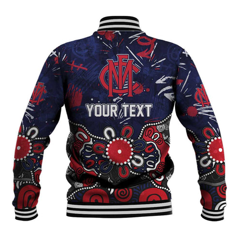 Personalized Melbourne Demons Baseball Jacket Aboriginal Dot Painting Graffiti Style