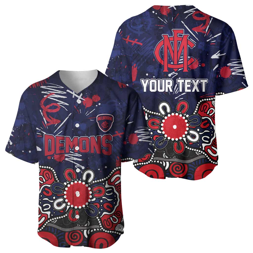 Personalized Melbourne Demons Baseball Jersey Aboriginal Dot Painting Graffiti Style
