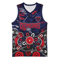 Personalized Melbourne Demons Basketball Jersey Aboriginal Dot Painting Graffiti Style